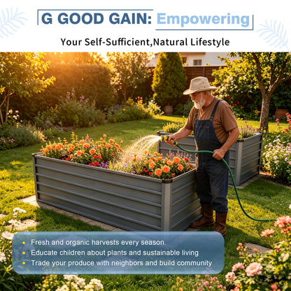 6x3x2ft 2pcs Large Raised Garden Bed Kit, Grey Rectangular Galvanized Metal Outdoor Garden Bed, Planter Raised Garden Boxes Outdoor Garden Beds for Growing Plants, Vegetables and Flowers. image 4