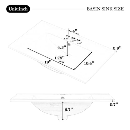 30" Bathroom Vanity with Sink, One Door with Shelf and Three Drawers, Soft Close Door, Grey image 11