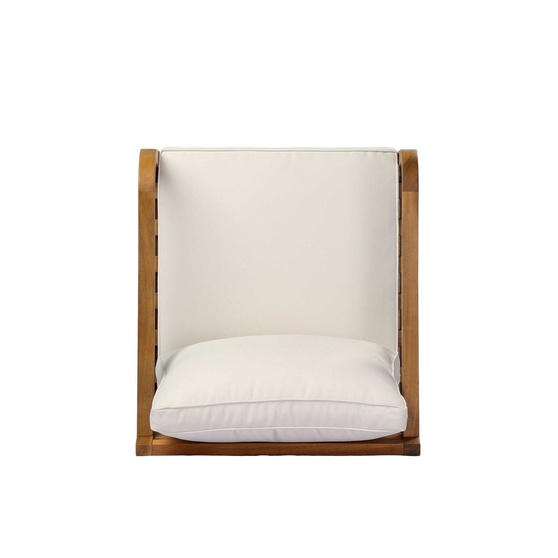 Acacia wood patio furniture club chair,24" deep seat design with soft cushion, suitable for porches,gardens,backyards,and balconies (Teak Finish+Beige Cushion). image 8