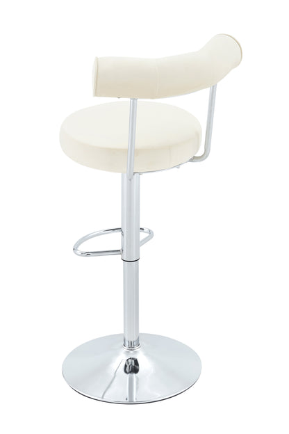 Soft Velvet Upholstered Swivel Adjustable Bar Chair with Chrome Silver Legs - Dining Room Living Room Bar Cafe Reception Desk Bar Stool(Off White, Set of 2) image 8