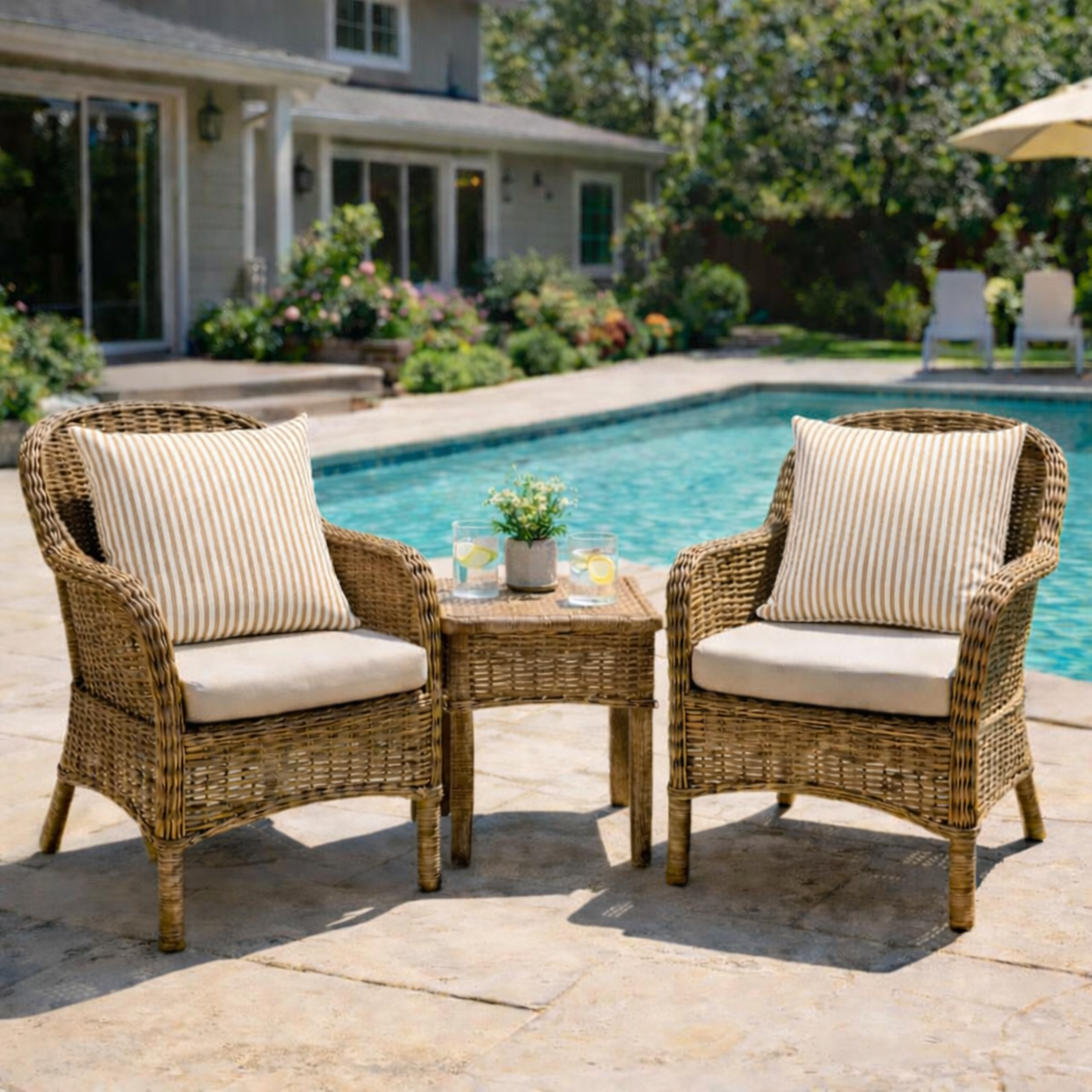 6 Pack Outdoor Pillow Covers ONLY 18x18 Inch, Water-Repellent Decorative Cushion Covers for Patio Furniture, Garden, Porch, Balcony and Outdoor-Beige Cabana Striped image 3