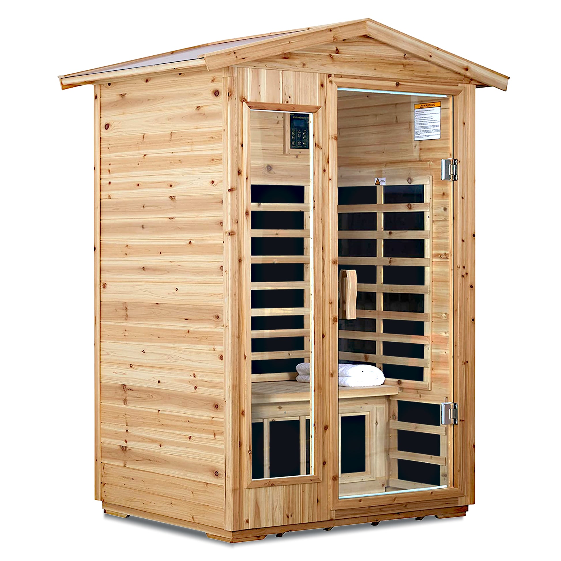 Two person Far infrared old fir outdoor sauna room image 2