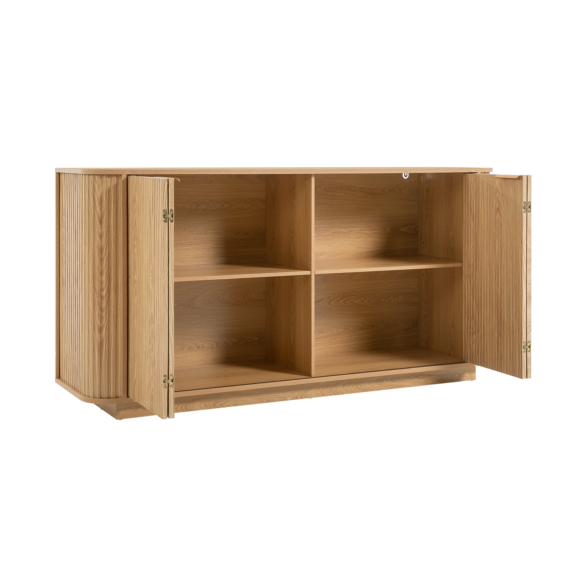 63 " Wavy Storage Sideboard, Double-Door Buffet Cabinet with Adjustable Shelves, Suitable for Kitchen, Living Room, Hallway - Versatile Storage (Natural) image 8