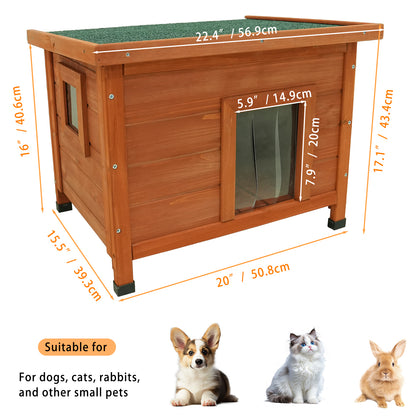 Cat House Waterproof Feral Kitty Shelter Outdoor Indoor Rabbit Hutch for Bunnies,Cats,Dogs and Other Small Animals,Asphalt Roof image 6