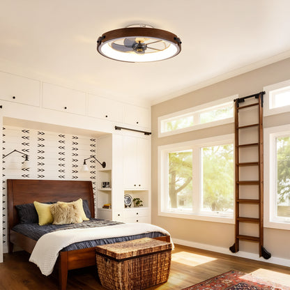 20" Ceiling Fans with Lights Kit (Led) and Remote Control, 3000-6500K Dimmable Modern Flush Mount LED Fan Light, 6 Speeds, Quiet DC Motor For Living room, Bedroom,Kitchen----Walnut+ Black image 5