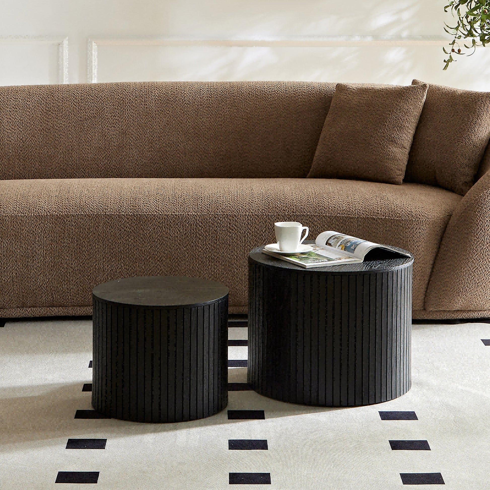 Nested table set 2 pieces, MDF coffee table set Living room/lounge area, black image 5