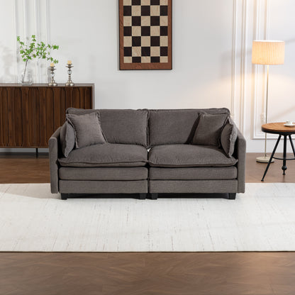 Modern 2seats 77.95"Sectional Sofa with Waist Pillows,2-seat Upholstered Symmetrical Sofa Furniture,Sleeper Sofa Couch with Chaise Lounge for Living Room,Apartment,3 Color image 7