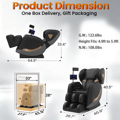 Massage Chair Full Body and Recliner, Zero Gravity Massage Chairs, 8 Fix Rollers, Airbags, Heating, Foot Massage, Auto Modes, Bluetooth Speaker and Touch Control Screen for Home and Office image 9