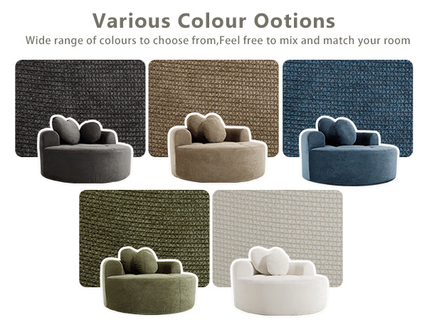 Round Sofa Bed with Memory Foam Sectional Couches for Living Room, Cloud Couch with three pillows, Black+gray image 12