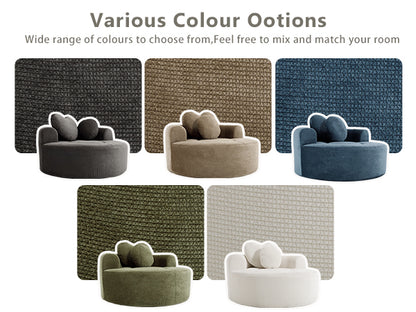 Round Sofa Bed with Memory Foam Sectional Couches for Living Room, Cloud Couch with three pillows, Black+gray image 12