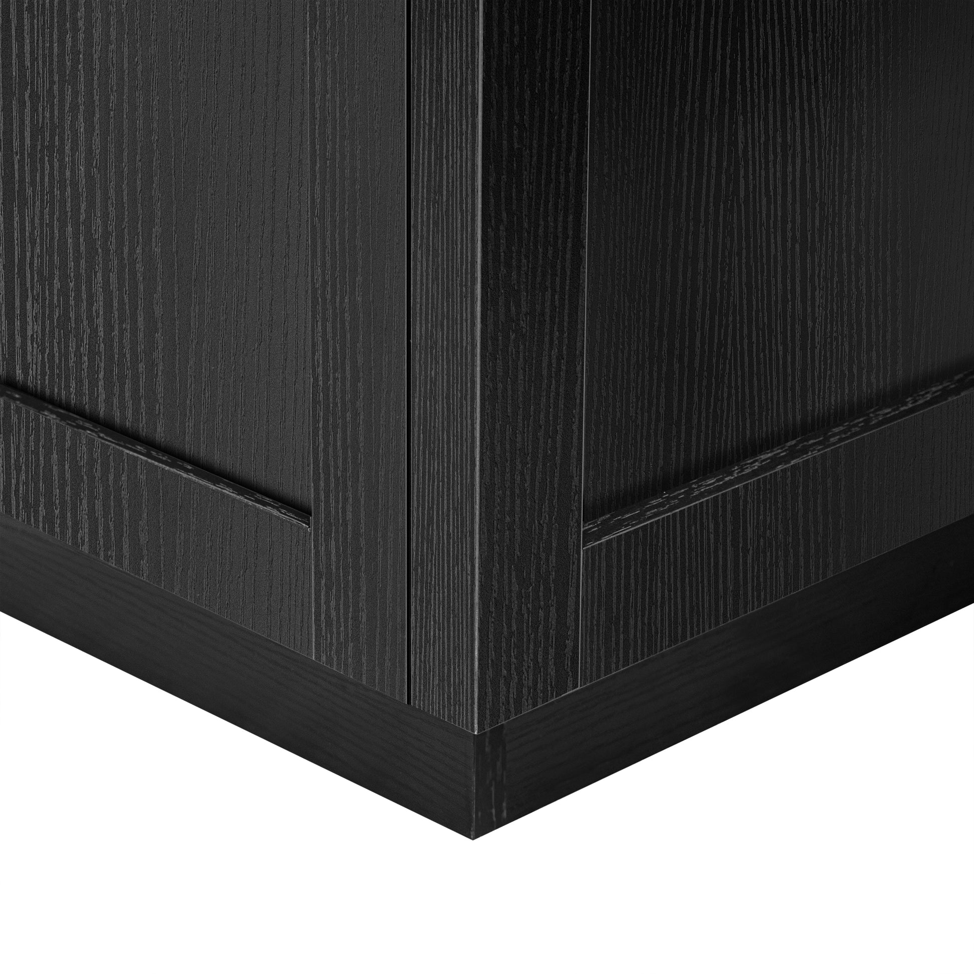 K&K 82.7 inch Kitchen Island with Extendable Dining Table for 4-6 Person,Faux Mable Kitchen Table with Double-sized Storage,Power Outlet,Kitchen island with Storage 2 Drawers 2 Side Open Shelves,Black image 5