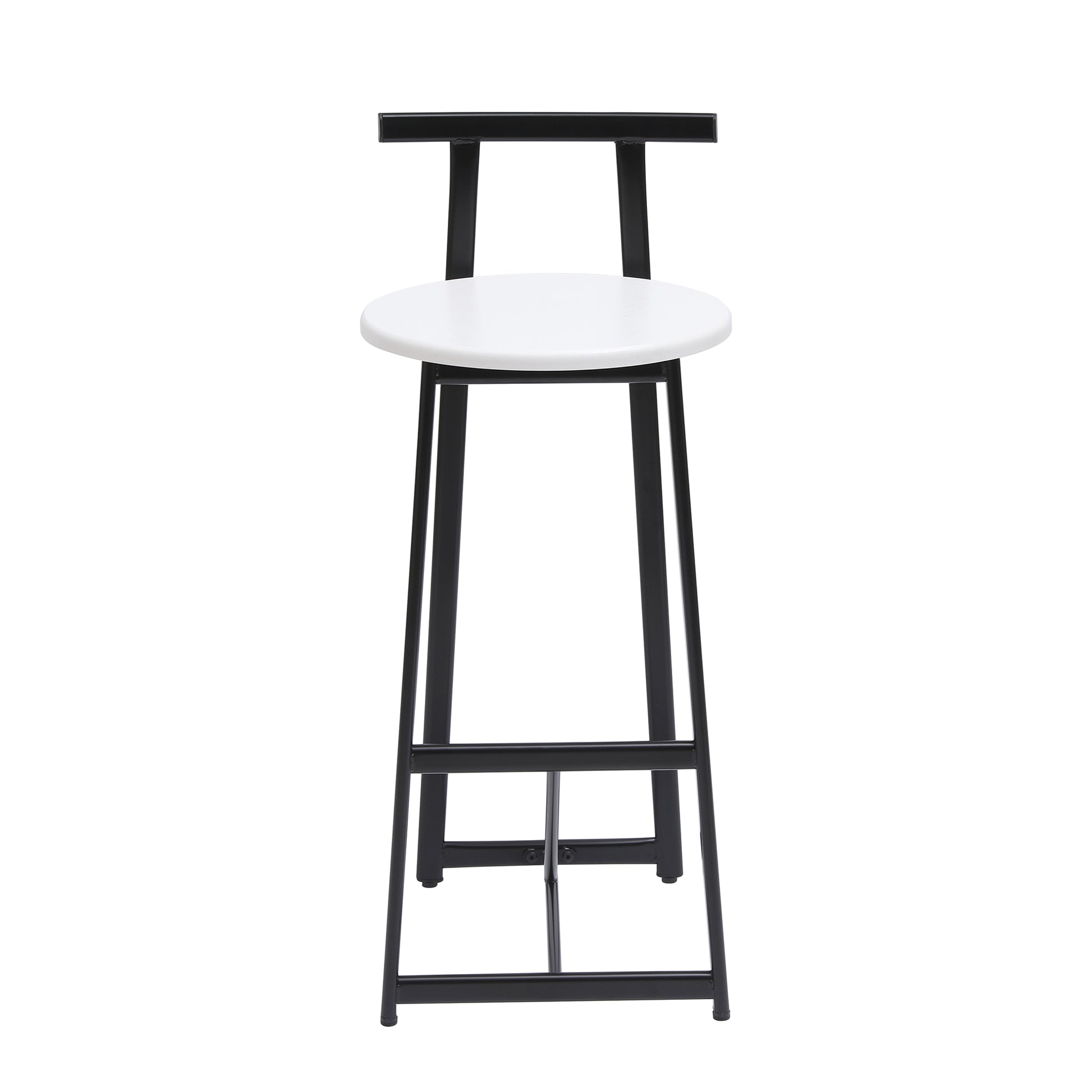 Bar Stools Kitchen Island Bar Chairs Set of 3 Metal Counter Barstools with Backrest for Dining Pub Room (Black & White) image 11