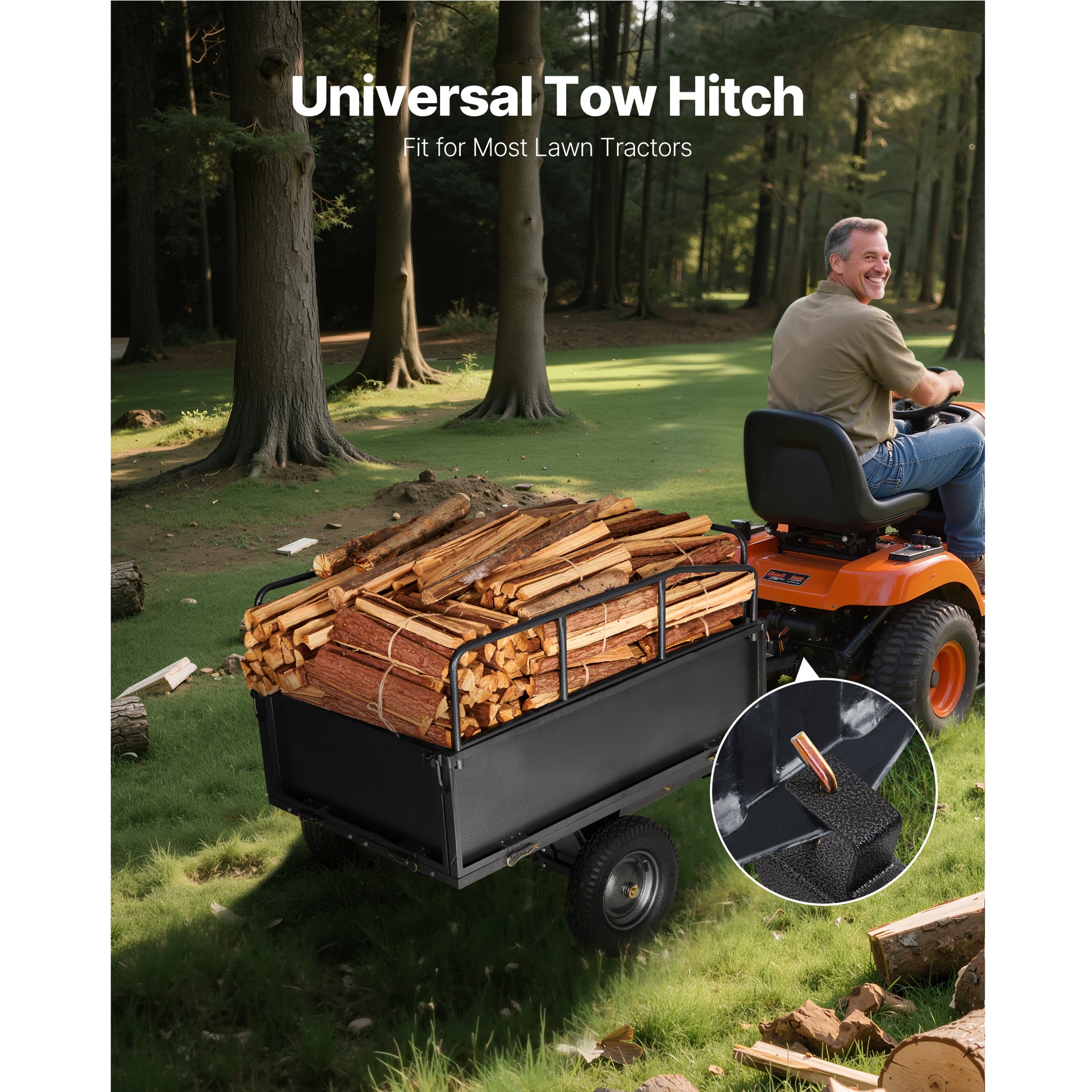 Steel Dump Cart 17 Cu. Ft 600LB for ATV/UTV Trailer Tow Behind Heavy Duty image 2