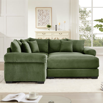 Oversized Cloud Modular Sectional Couch, Convertible Sectional Couches,Extra-Thick Armrests With An Ottoman,Soft Corduroy Fabric, Ergonomic Design,Easy Assembly,For Living Rooms Reading Rooms,Green image 3