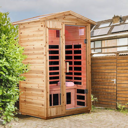 Two person Far infrared old fir outdoor sauna room image 6