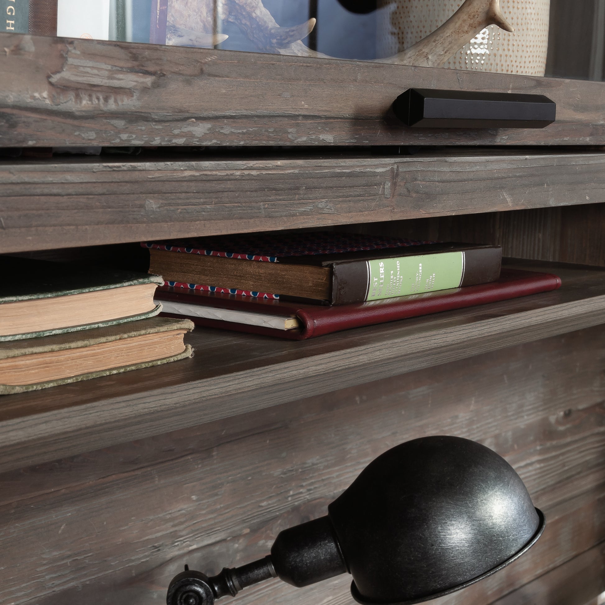 Hutch with Glass Doors, Brown finish image 6