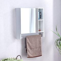 Wall Mounted Bathroom Mirror Cabinet with Shelves & Towel Rack