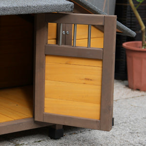 45 Inch Solid Wood Dog House, Cozy Outdoor Shelter for Medium & Small Dogs with Lockable Ventilated Door, Waterproof Insulated Felt Roof & Charming Design image 10