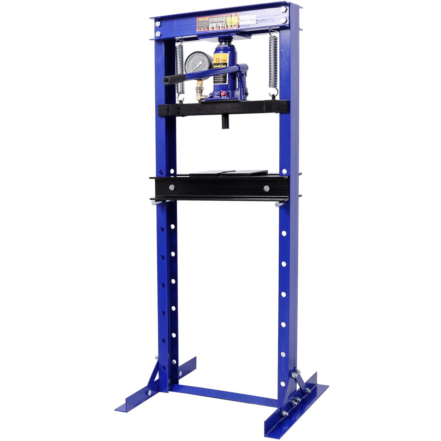 12Ton Bottle Jack Shop Press with Gauge, Bend, Straighten, or Press Parts, Install Bearings, U-Joints, Bushings, Ball Joints, and Pulleys,Blue image 4