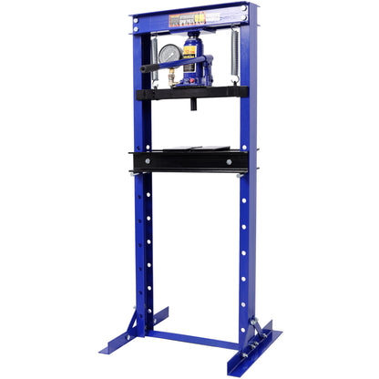 12Ton Bottle Jack Shop Press with Gauge, Bend, Straighten, or Press Parts, Install Bearings, U-Joints, Bushings, Ball Joints, and Pulleys,Blue image 4