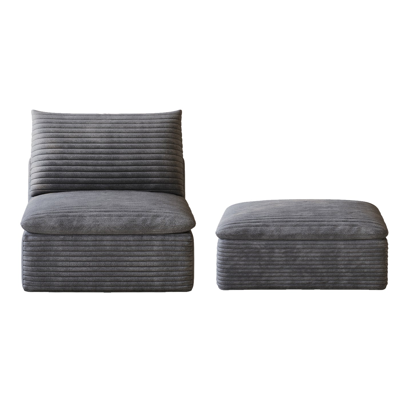 1 Middle Seat+1 Ottoman,Dark Grey image 2