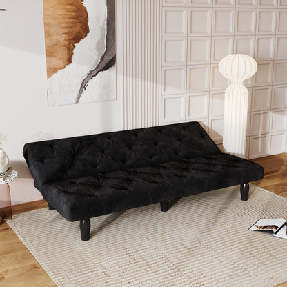 Sofa-to-Bed Evolution: 66" Black Velvet Sofa Bed Transforms Seamlessly, Ideal for Family Living Rooms, Apartments, and Bedrooms image 8