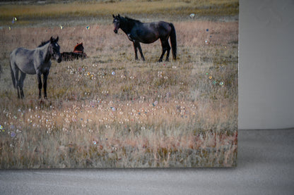 Horse framed wall art decor country western farmhouse wood painting wild horses grassland 36x24 inch image 4