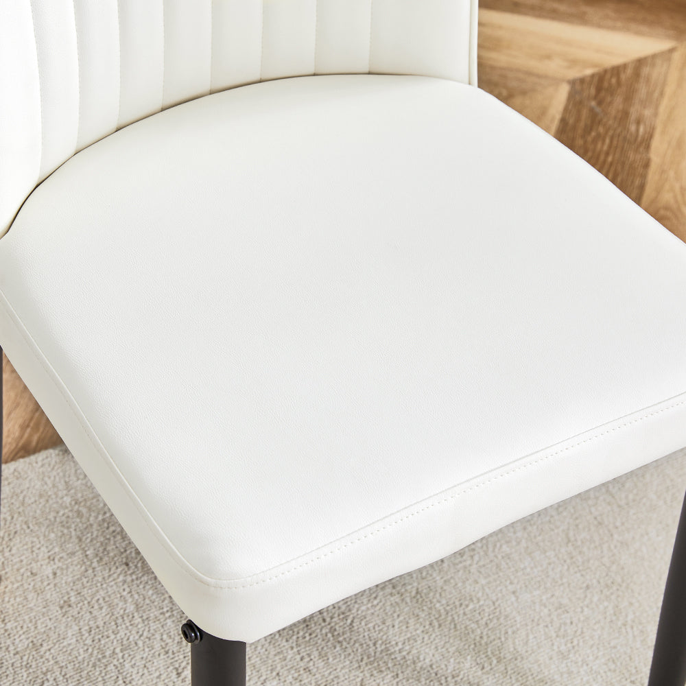 Modern Dining Chairs Set of 6, White PU Leather Upholstered Chairs with High Back and Chrome Metal Legs, Contemporary Kitchen Chairs for Dining Room or Breakfast Area White,set of 6) image 3