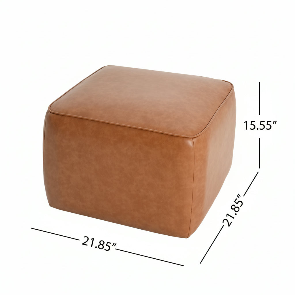 Upholstered Square PU Leather Ottoman,Tan (old sku N757P294261O) image 3