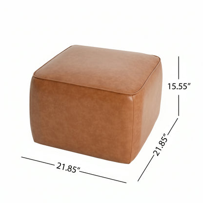 Upholstered Square PU Leather Ottoman,Tan (old sku N757P294261O) image 3