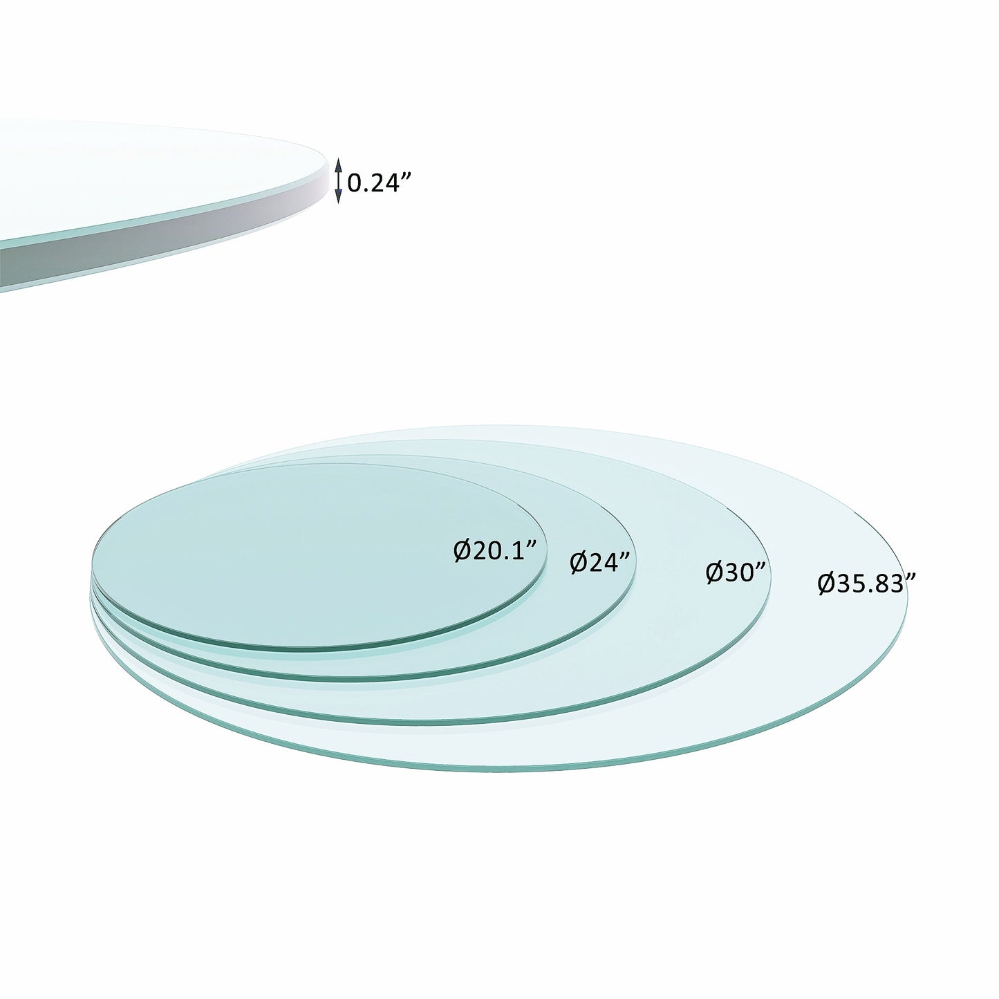 30" Inch Round Tempered Glass Table Top Clear Glass 1/4" Inch Thick Flat Polished Edge(Old Sku:W126560371) image 3