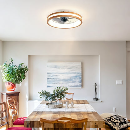 Ceiling Fans with Kit,LED Light Source and Remote Control, 3000-6500K Dimmable Modern Flush Mount LED Fan Light, 6 Speeds, Quiet DC Motor For Living room, Bedroom,Kitchen----Natural Wood + White image 9
