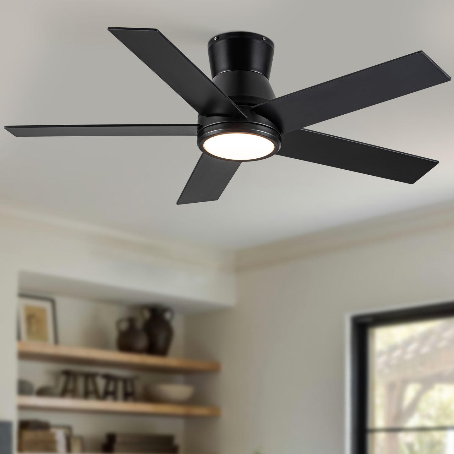 52" Black Lowe Profile Ceiling Fan with Light image 2
