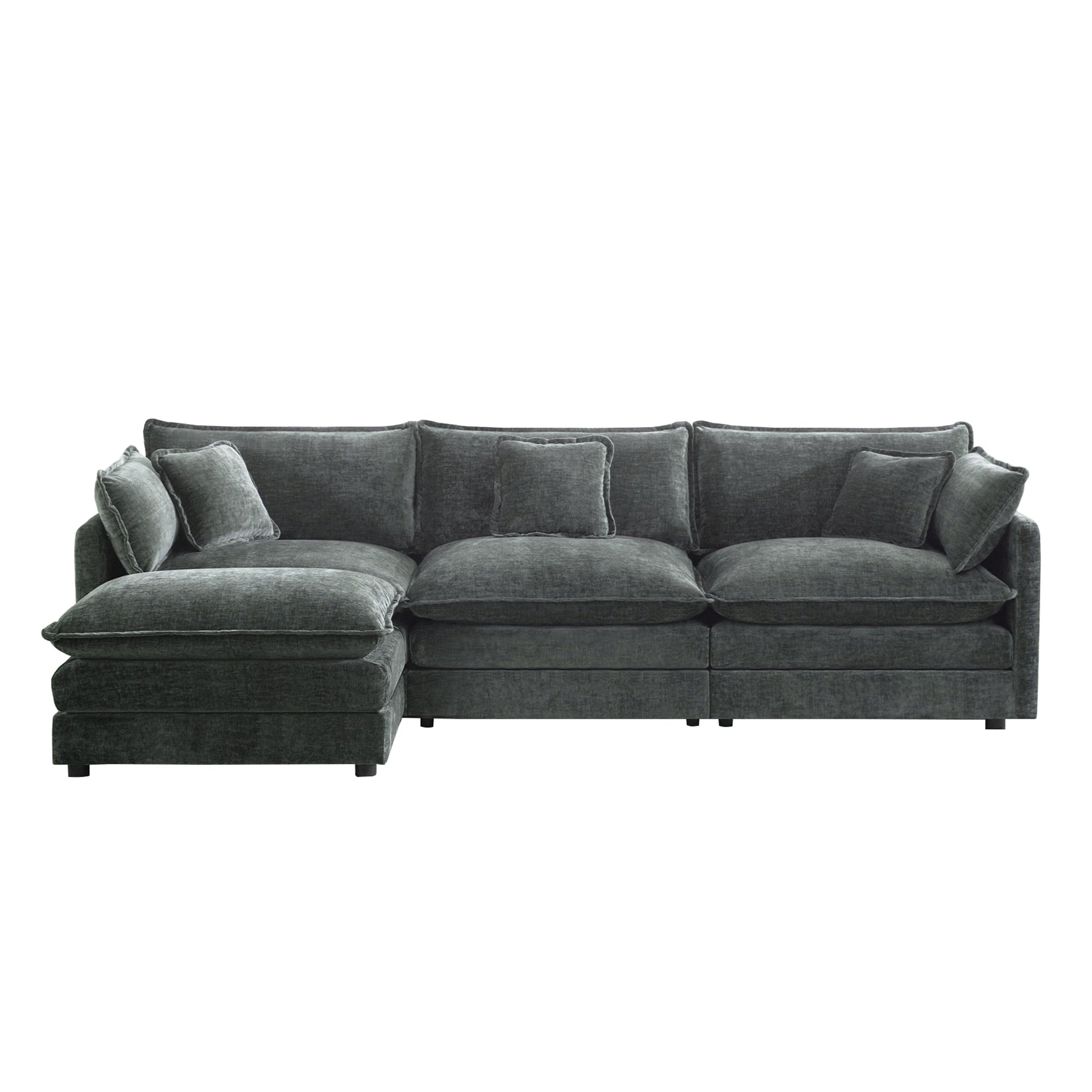 Free Combination Comfy Upholstery Modular Oversized L Shaped Sectional Sofa With Reversible Ottoman, Gray Chenille image 3