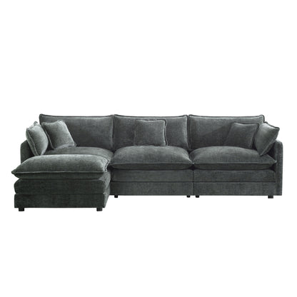 Free Combination Comfy Upholstery Modular Oversized L Shaped Sectional Sofa With Reversible Ottoman, Gray Chenille image 3