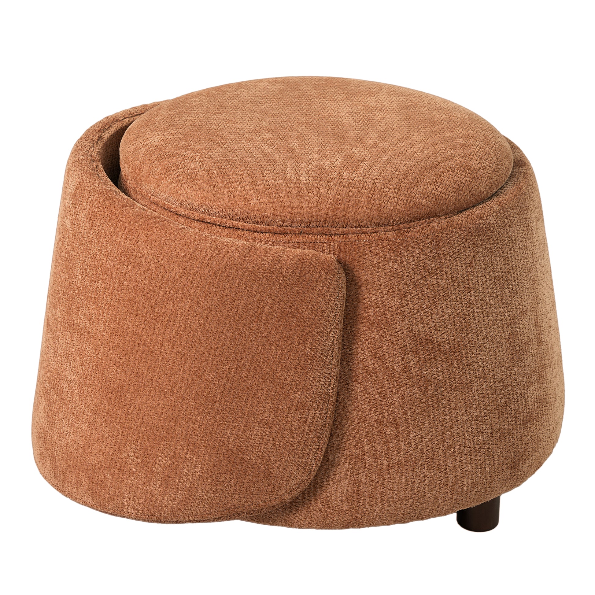 Orange Pet Friendly Chair with Hidden Pet Nook, Convertible Stool, Storage Seat, 220lbs Capacity, Acacia Wood Legs image 10