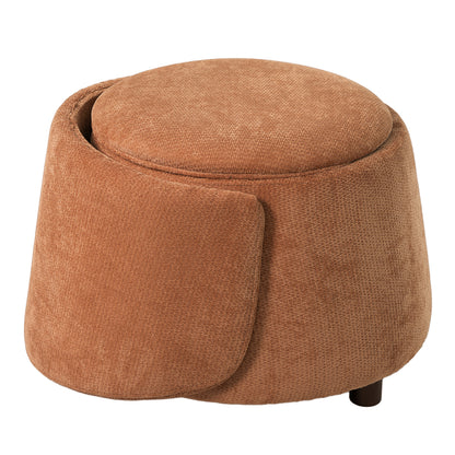Orange Pet Friendly Chair with Hidden Pet Nook, Convertible Stool, Storage Seat, 220lbs Capacity, Acacia Wood Legs image 10