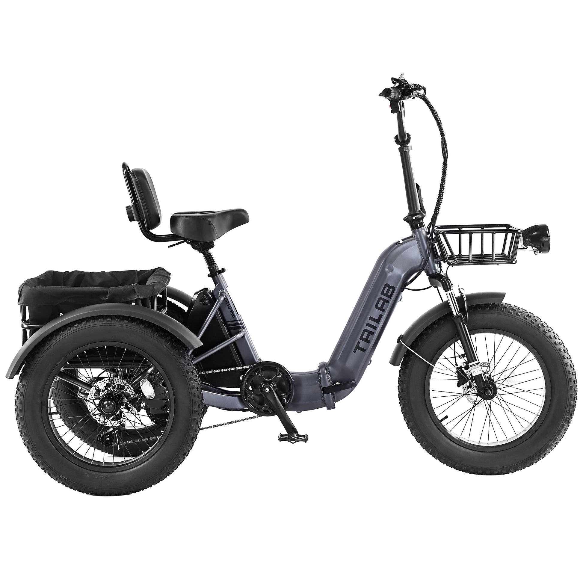 Electric Tricycle for Adults, 500W48V Folding Electric Trike, 20"x4.0"Fat Tire 3 Wheel Ebike,Step-Thru Aluminum Frame with Push-Button Reverse, Large Basket for Women Men image 12