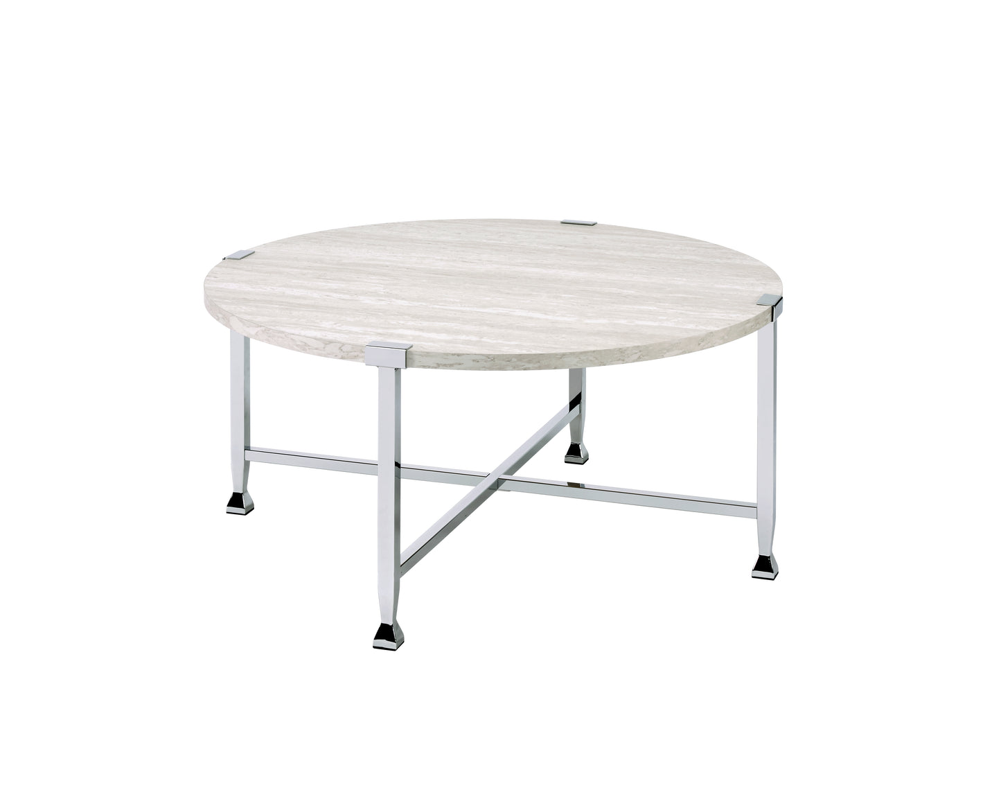 Brecon White Oak & Chrome Finish Coffee Table image 3