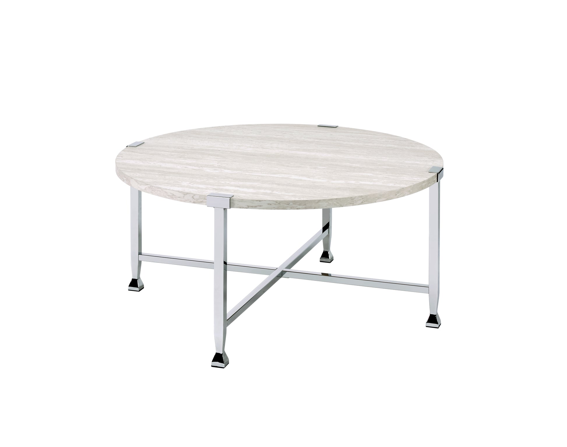 Brecon White Oak & Chrome Finish Coffee Table image 3