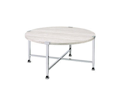 Brecon White Oak & Chrome Finish Coffee Table image 3
