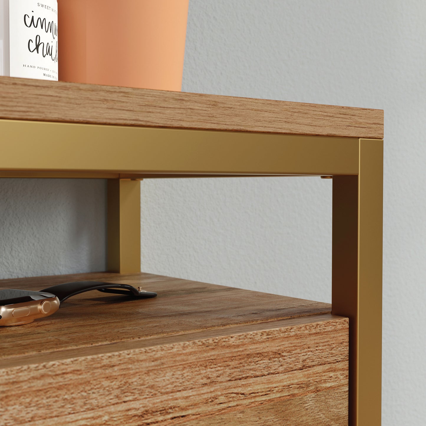 Wall-mounted Shoe Cabinet with Mirror, Brown finish image 12