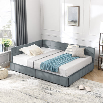 Full Size Storage Upholstered Tufted Bed Frame, Sofa Bed Frame with Comfortable Backrest and Armrests, Full Size Bed for Bedroom, Living Room,Velvet, GREY(80.5''*59''*29.5'') image 6