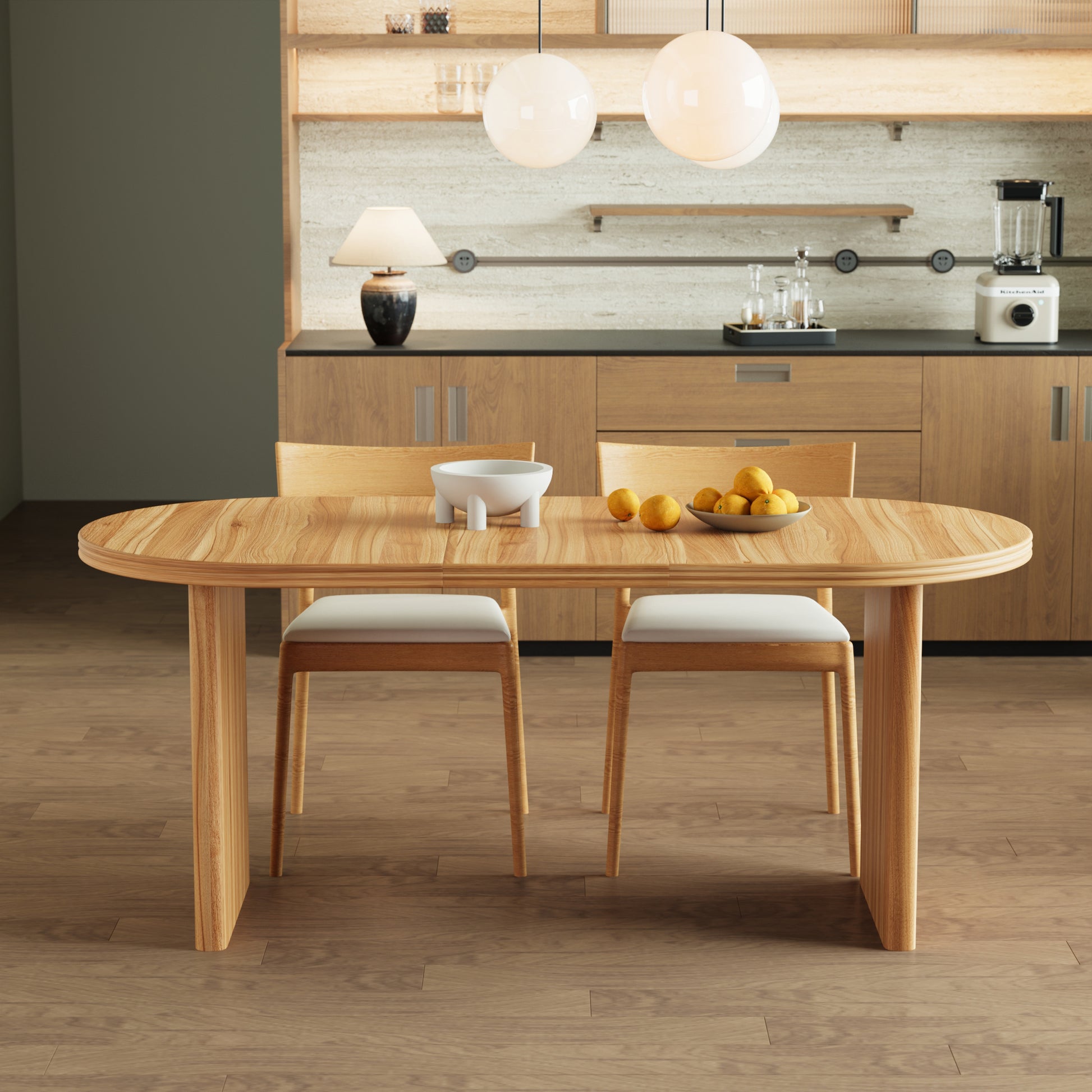 55.12"-70.87"Modern Extendable Dining Table with removable extension leaves,Mid-century modern style home table,Suitable for dining rooms, kitchens, and living rooms,Natural Walnut image 9
