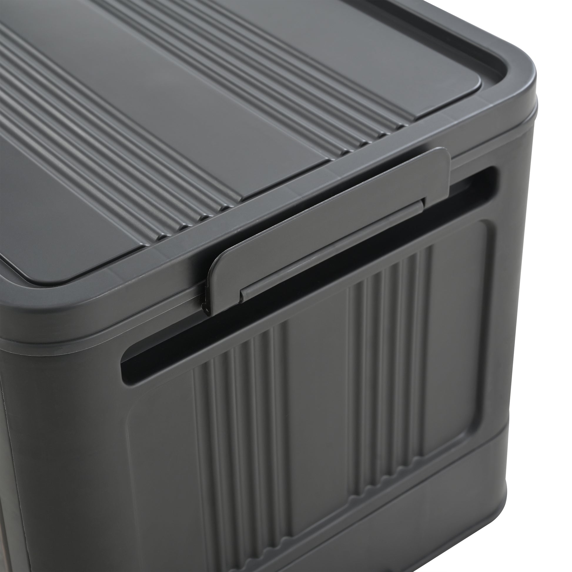 Black,20" Side Wide Folding Storage Cabinet,4 Tiers,19.69"×11.81"×40.55",Collapsible Storage Bins with Magnetic Door, Plastic Storage Cabinet with Wheels image 3