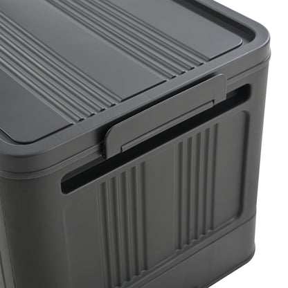 Black,20" Side Wide Folding Storage Cabinet,4 Tiers,19.69"×11.81"×40.55",Collapsible Storage Bins with Magnetic Door, Plastic Storage Cabinet with Wheels image 3