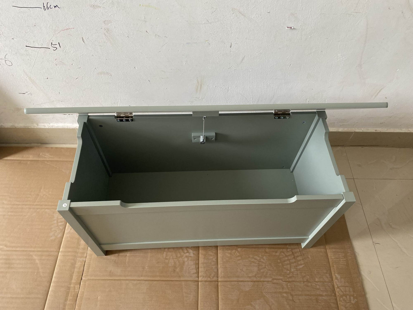 Kids Wooden Toy Box Storage with Safety Hinged Lid for Ages 2+ (Sage) image 3