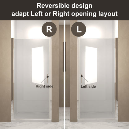 37-36"x 72" Pivot Shower Door, Chrome Aluminum Frame, Half Frame,1/4"(6mm) Tempered Glass Explosion Proof Film image 6