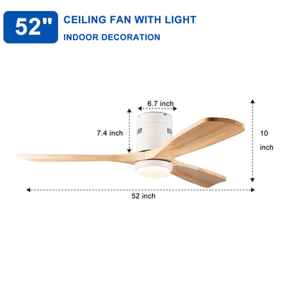52 inch Low Profile Ceiling fan with Light and Remote Control, Flush Mount, Reversible, 3CCT, Dimmable, Noiseless, Ceiling Fan for Bedroom, Indoor/Outdoor Use image 11