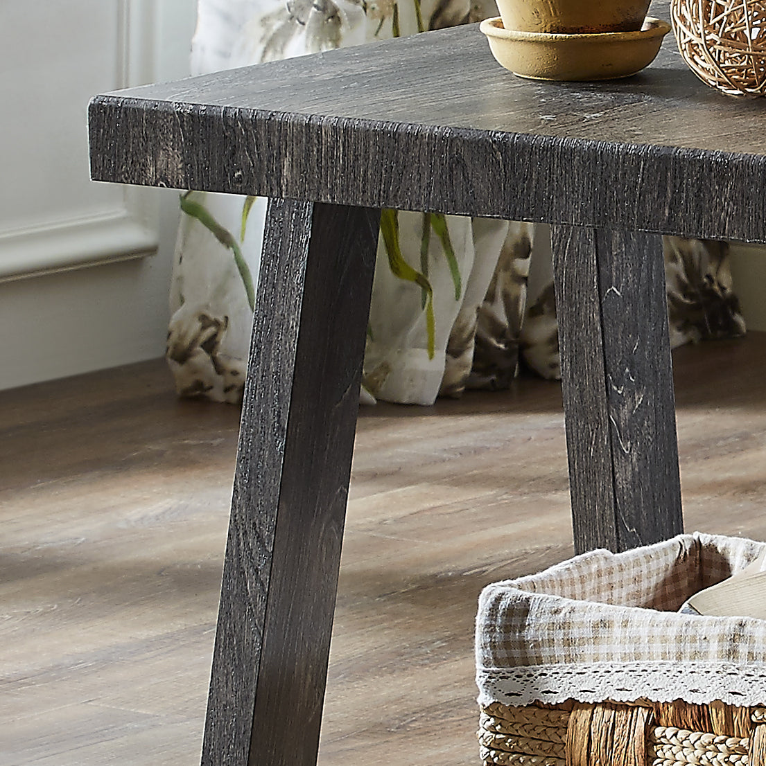 Athens Contemporary Replicated Wood Shelf Coffee Set Table in Charcoal Finish image 9